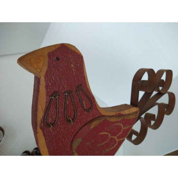 Wooden Metal Bird Statue Sculpture Folk Art Primitive Farm chicken decor - Picture 9 of 16